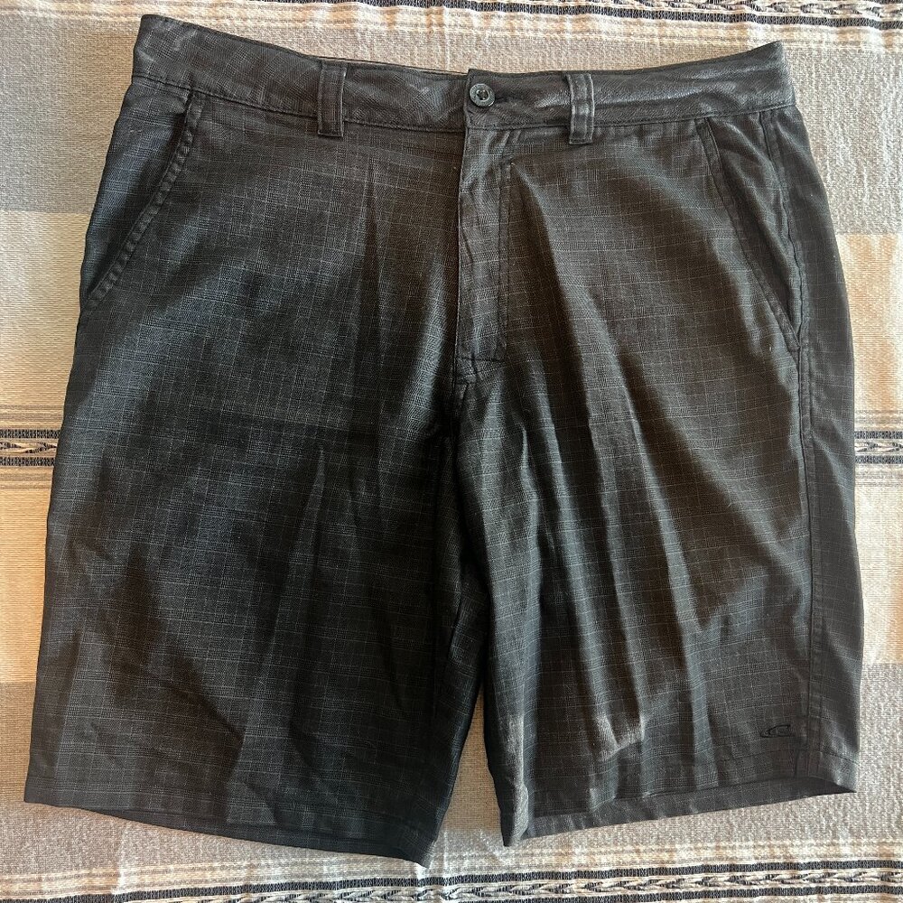 O'Neil Black Plaid or Tartan Shorts 34"
